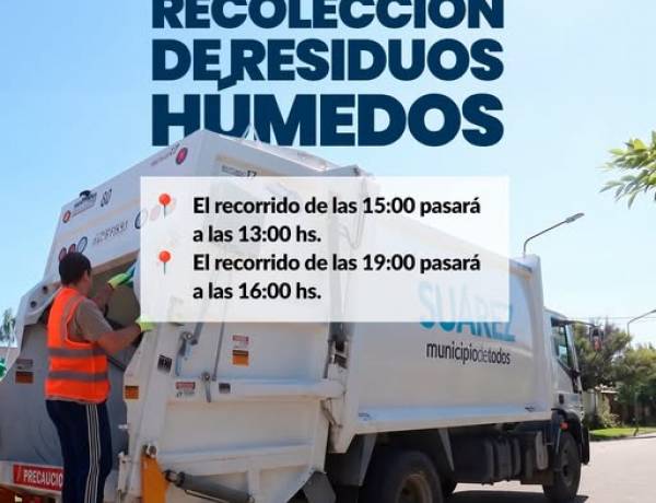 Servicio de Recolección de Residuos Húmedos el Viernes 03 de Julio