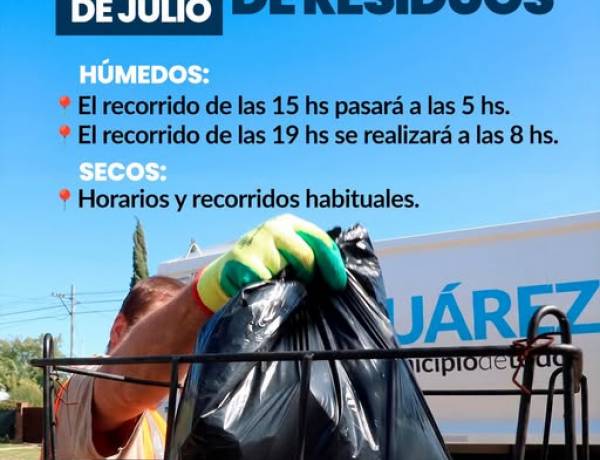 Horarios de la Recolección de Residuos Húmedos y Reciclables 