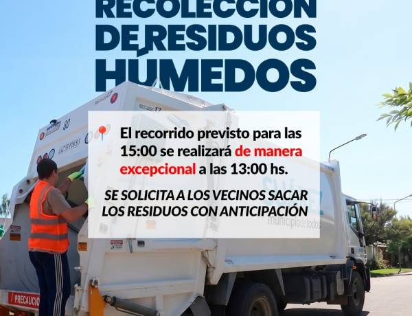 Recorrido de recolección de residuos húmedos del Miercoles 15