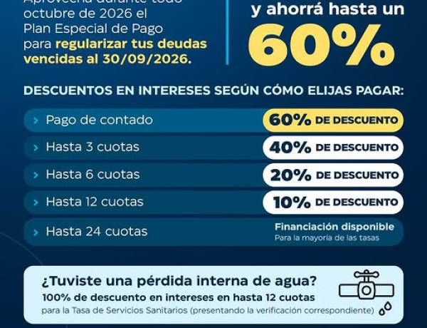  ¡NUEVA MORATORIA MUNICIPAL! Ponete al día con tus tasas y ahorrá hasta un 60%
