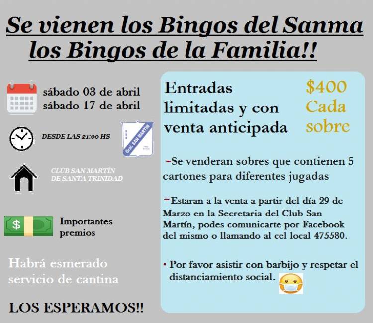Llego a club San Martín lo que mas estábamos esperando, los espectaculares bingos del Sanma!!