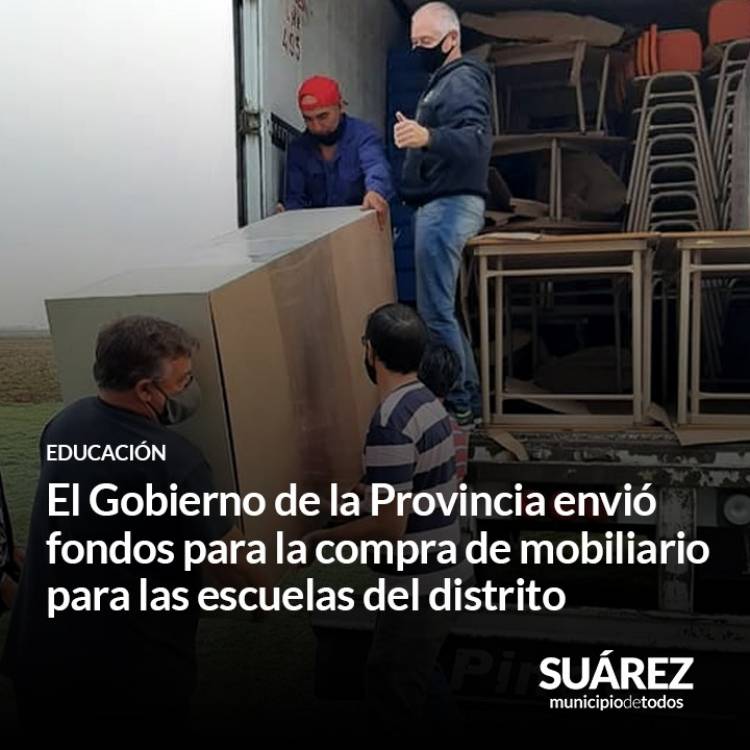 El Gobierno de la Provincia envió fondos para la compra de mobiliario para las escuelas del distrito⠀