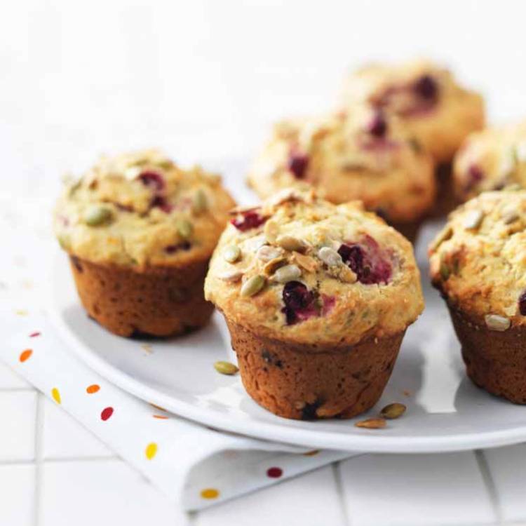 'Muffins' de arándanos y pipas de girasol