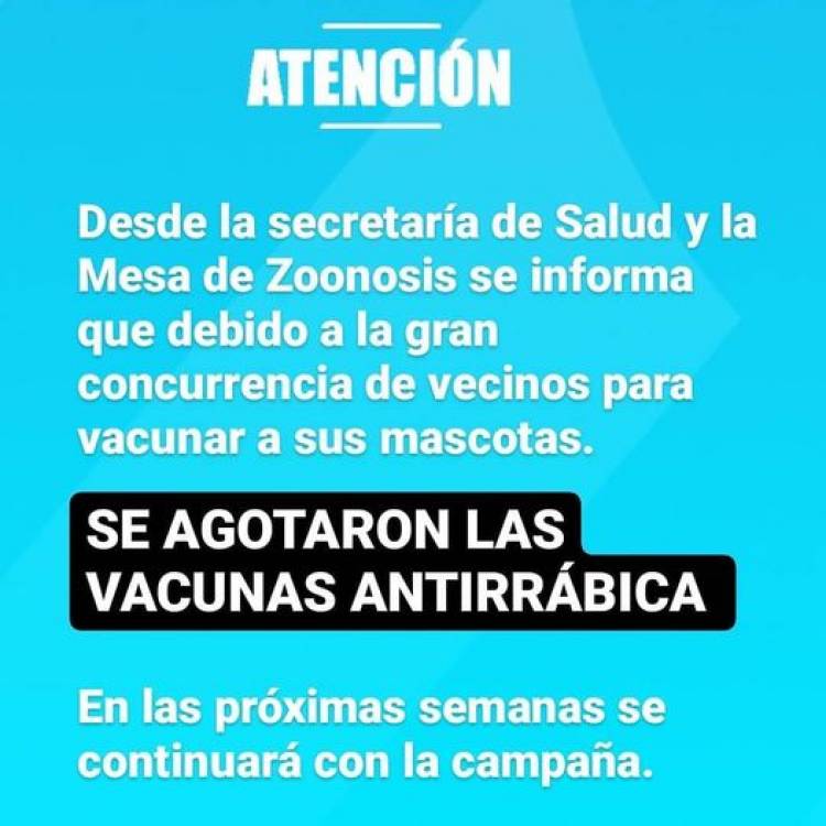 se AGOTARON las VACUNAS ANTIRRÁBICAS