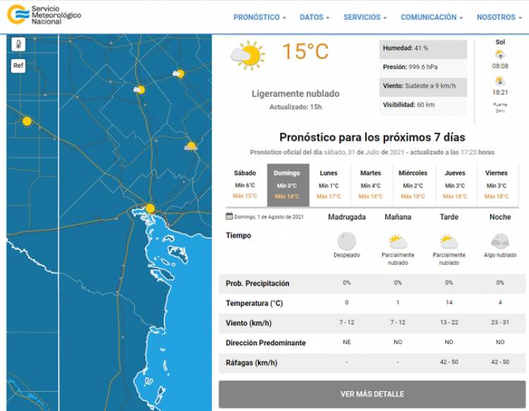Pronóstico del tiempo oficial para Coronel Suárez y la región.