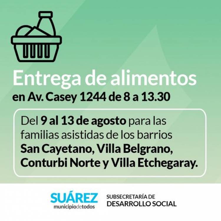 Entrega de alimentos del mes de agosto