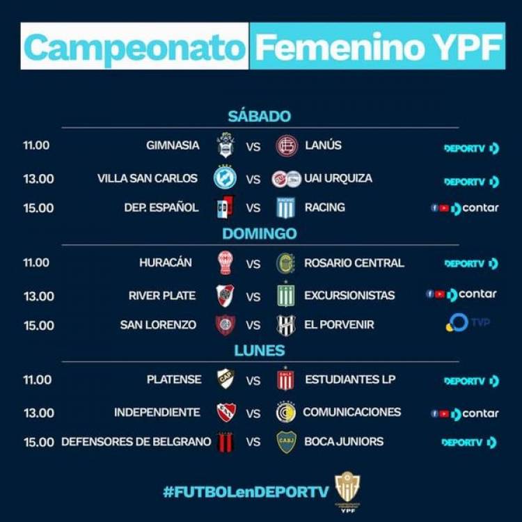 Fixture de la 1ª fecha del fútbol femenino