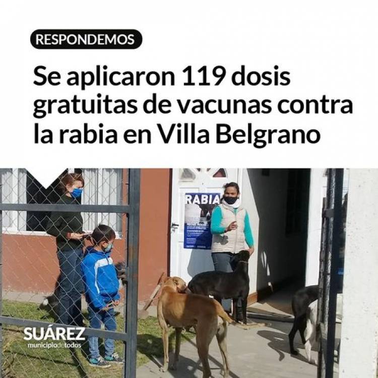 Se aplicaron 119 dosis gratuitas de vacunas contra la rabia en Villa Belgrano⠀