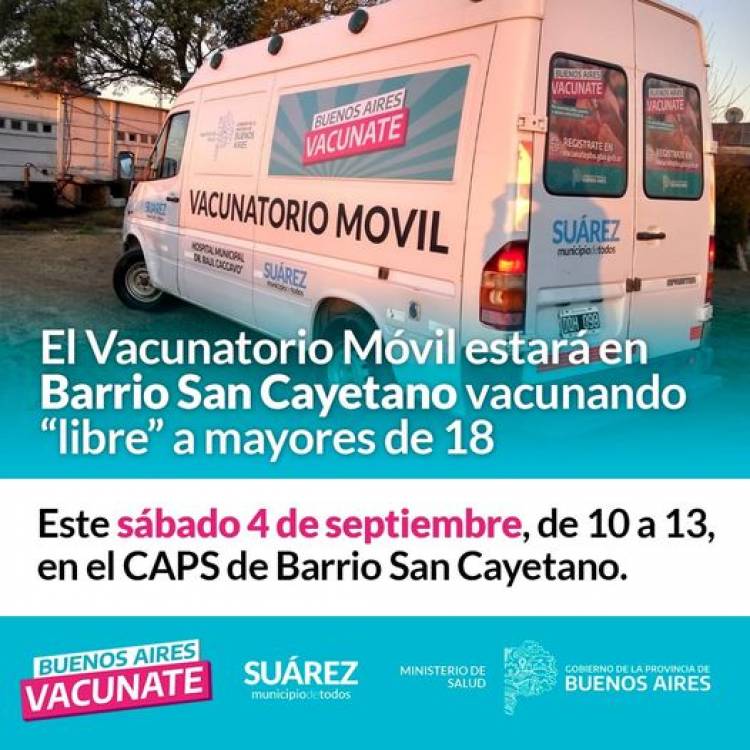 El Vacunatorio Móvil estará en Barrio San Cayetano vacunando “libre” a mayores de 18