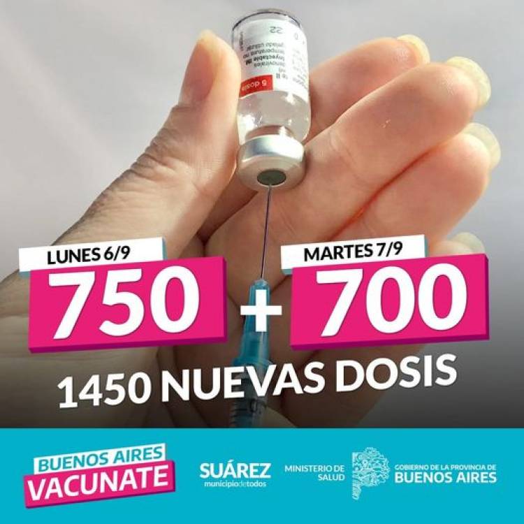 Llegaron 1450 nuevas dosis