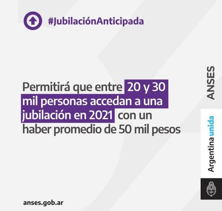 El Gobierno Nacional anunció la jubilación anticipada⠀