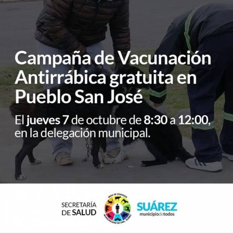 Campaña de Vacunación Antirrábica gratuita en Pueblo San José