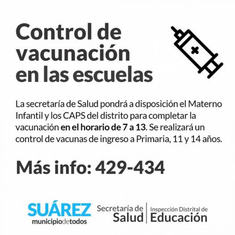 Control de vacunación en las escuelas 
