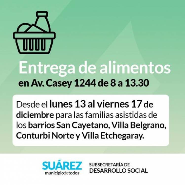 Entrega de alimentos del mes de diciembre