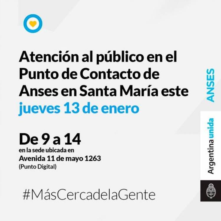 Atención al público en el Punto de Contacto de Anses en Santa María
