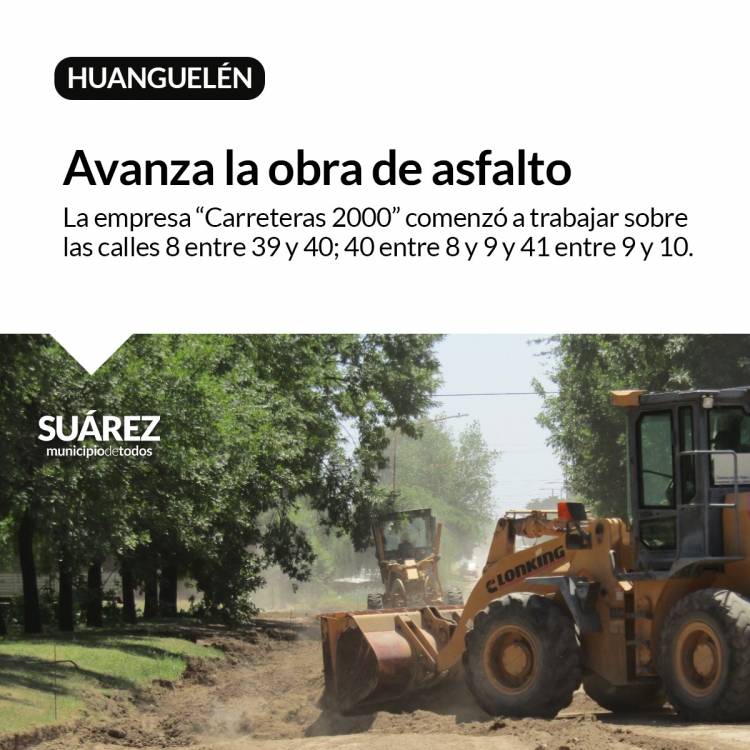 Huanguelén: Avanza la obra de asfalto