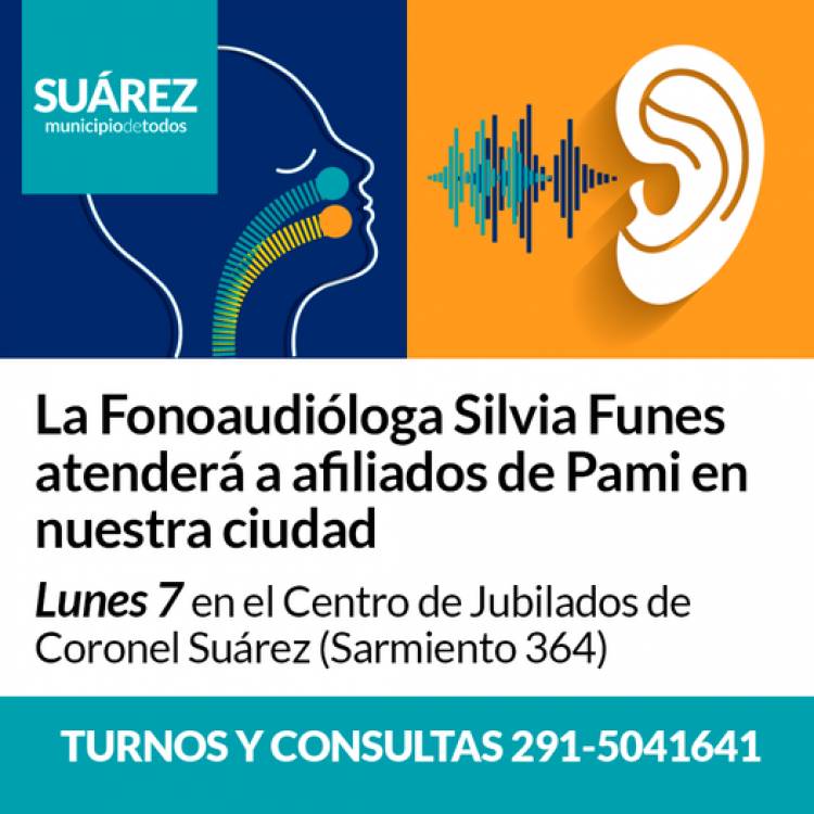 La Fonoaudióloga Silvia Funes atenderá a afiliados de Pami en nuestra ciudad