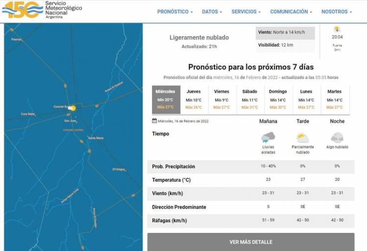 Pronóstico del tiempo oficial para Coronel Suárez y la región