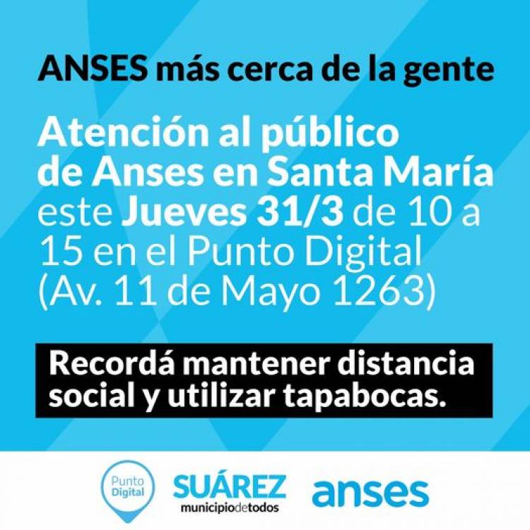 Atención al público en el Punto de Contacto de Anses en Santa María
