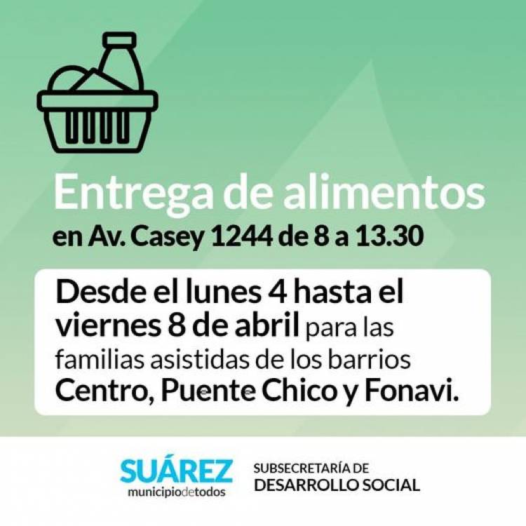 Entrega de alimentos del mes de abril 