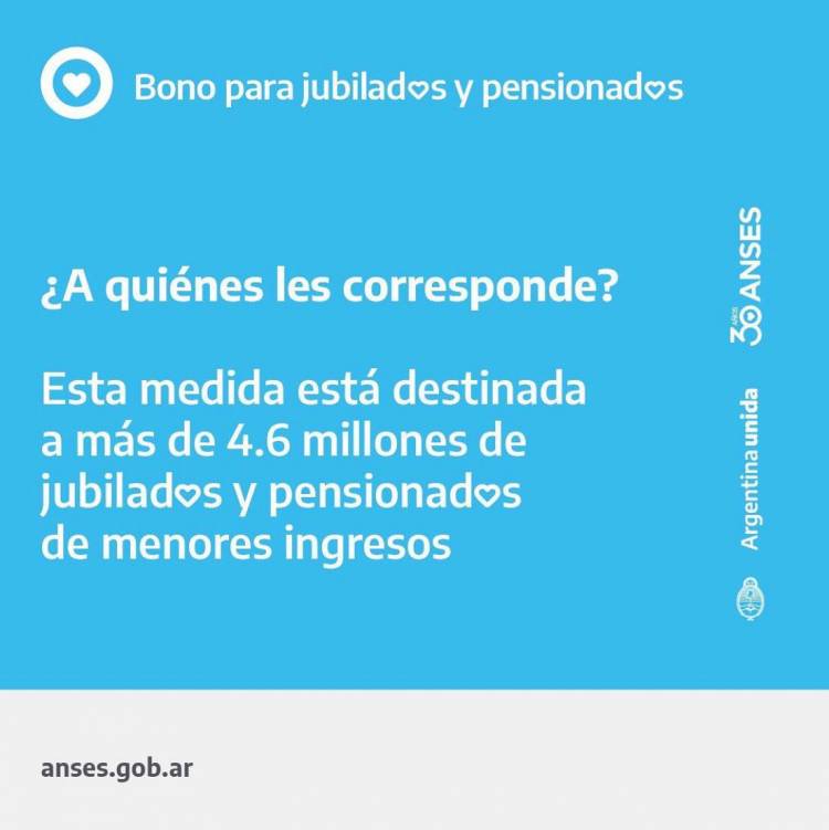 Nuevo Bono para cuidar a nuestros jubilados y jubiladas