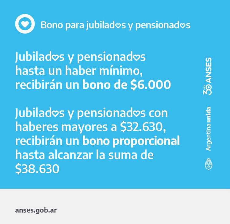 Nuevo Bono para cuidar a nuestros jubilados y jubiladas