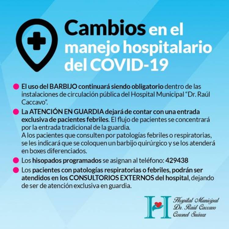 Se implementarán cambios con respecto al manejo hospitalario del COVID-19