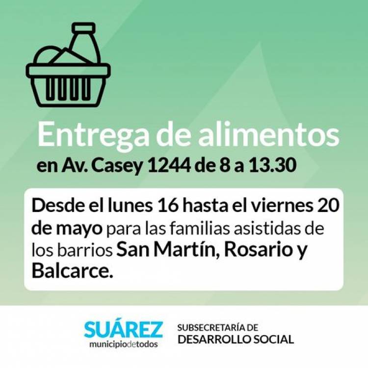 Desarrollo Social: entrega de alimentos del mes de mayo
