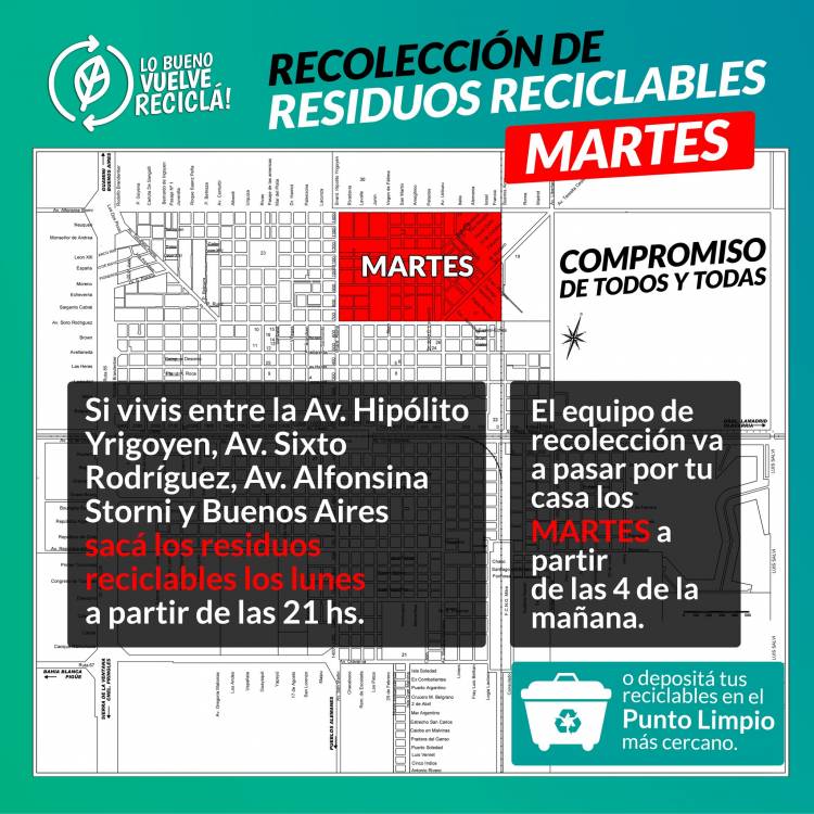 ¿Qué día pasa por tu barrio la recolección diferenciada de residuos reciclables?