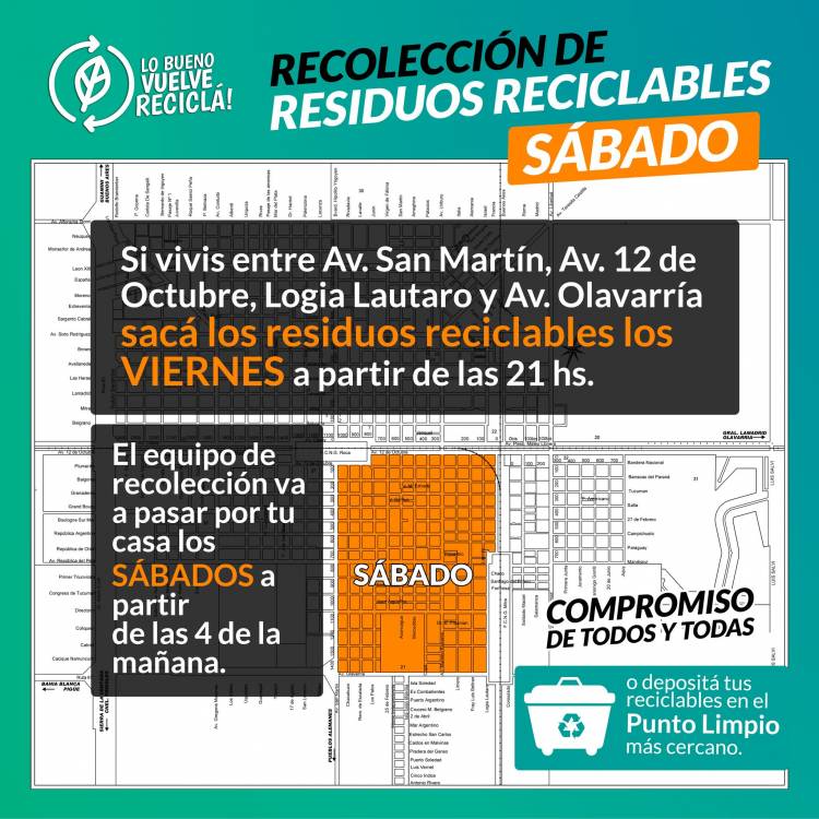 ¿Qué día pasa por tu barrio la recolección diferenciada de residuos reciclables?