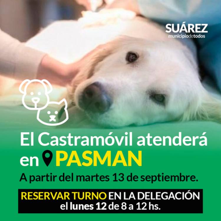 El Castramóvil atenderá en PASMAN