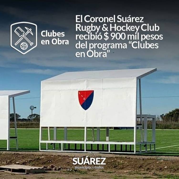 El Coronel Suárez Rugby & Hockey Club recibió $ 900 mil pesos del programa “Clubes en Obra”