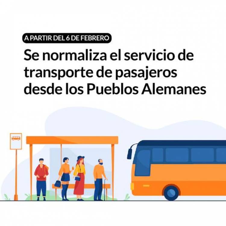 Se normaliza el servicio de transporte de pasajeros desde los Pueblos Alemanes