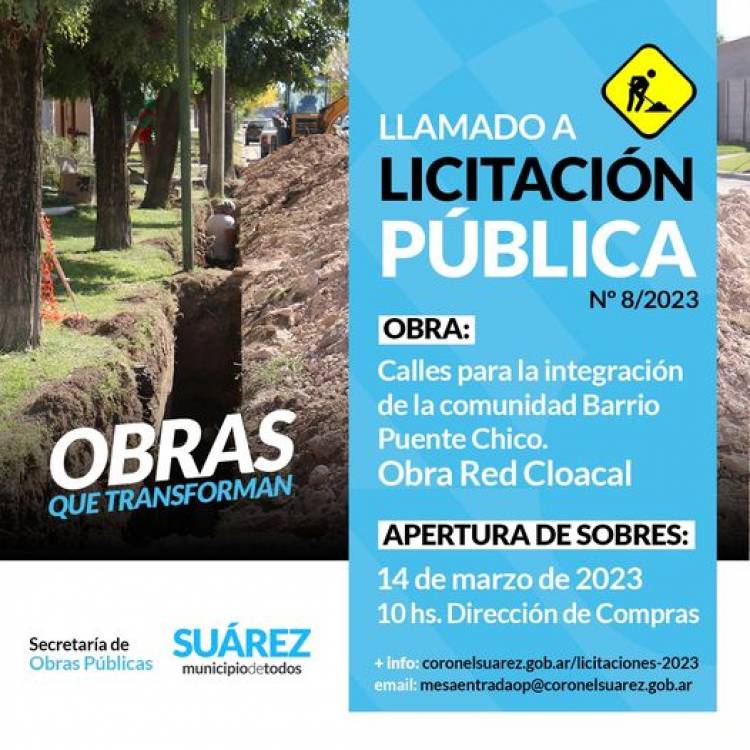 Licitacion: calles para la integración de la comunidad Barrio Puente Chico – Obra Red Cloacal