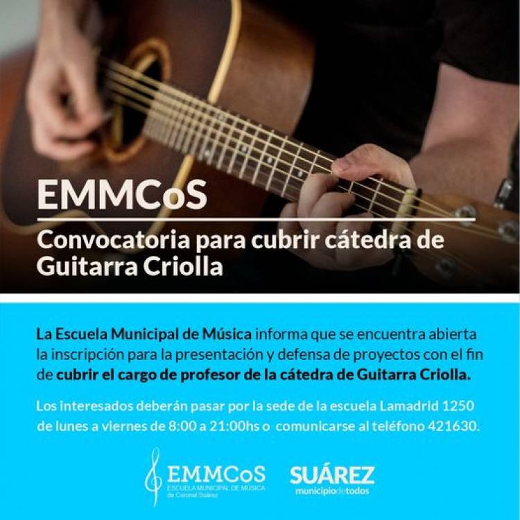 EMCOS: convocatoria para cubrir cátedra de Guitarra Criolla