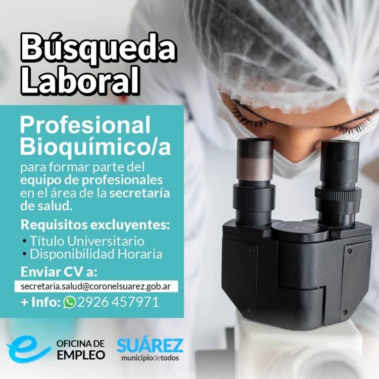 Búsqueda laboral: profesional Bioquímico/a