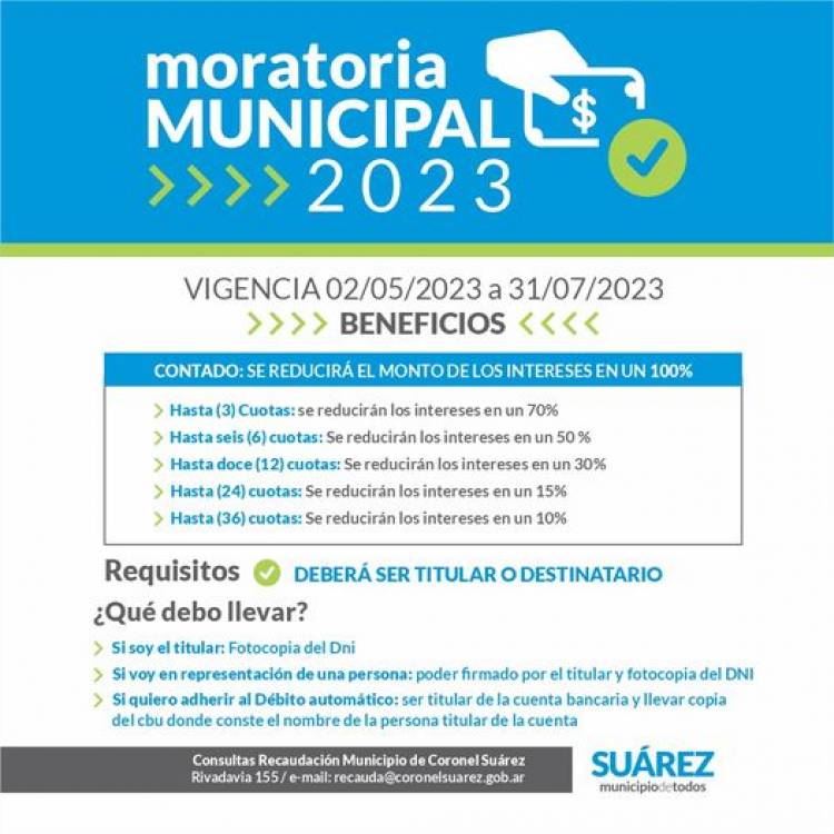 Adherite a los beneficios de la Moratoria Municipal 2023