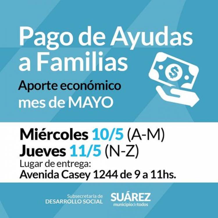 Pago de ayudas a familias del mes de mayo