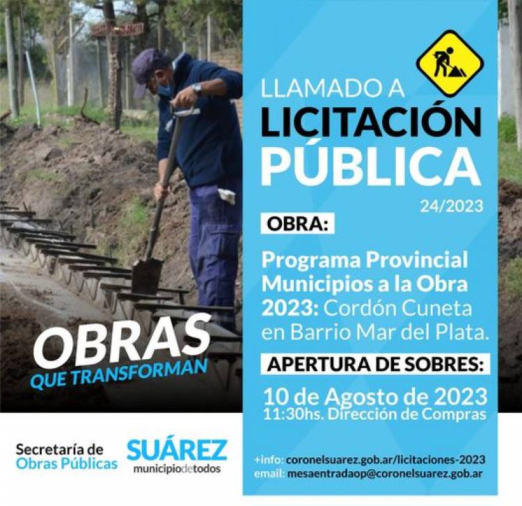 “Programa Provincial Municipios a la Obra 2023 – Cordón Cuneta en Barrio Mar Del Plata”