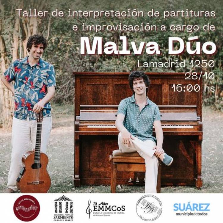 Malva Dúo brindará una clase de interpretación de partituras e improvisación