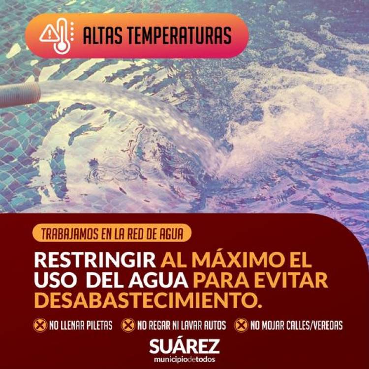 Trabajo en la red de agua: restringir al maximo el uso de agua