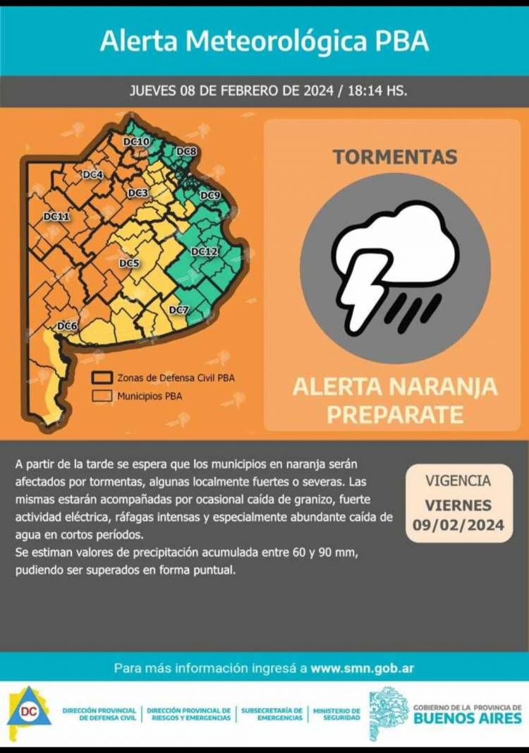 RIGE UNA NUEVA ALERTA METEOROLOGICA