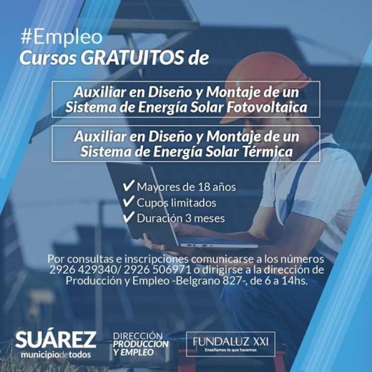 Cursos GRATUITOS de Auxiliar en diseño y montaje de energías renovables