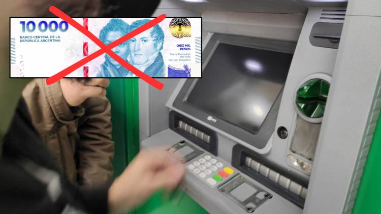 Por qué no se puede operar en los cajeros con billetes de 10mil pesos