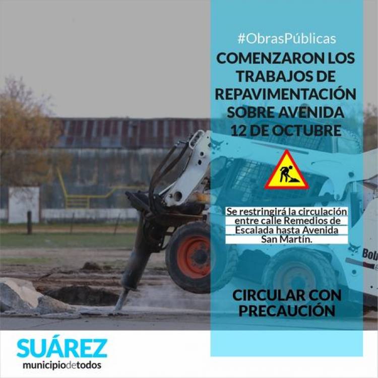 Comenzaron los trabajos de repavimentación sobre avenida 12 de octubre