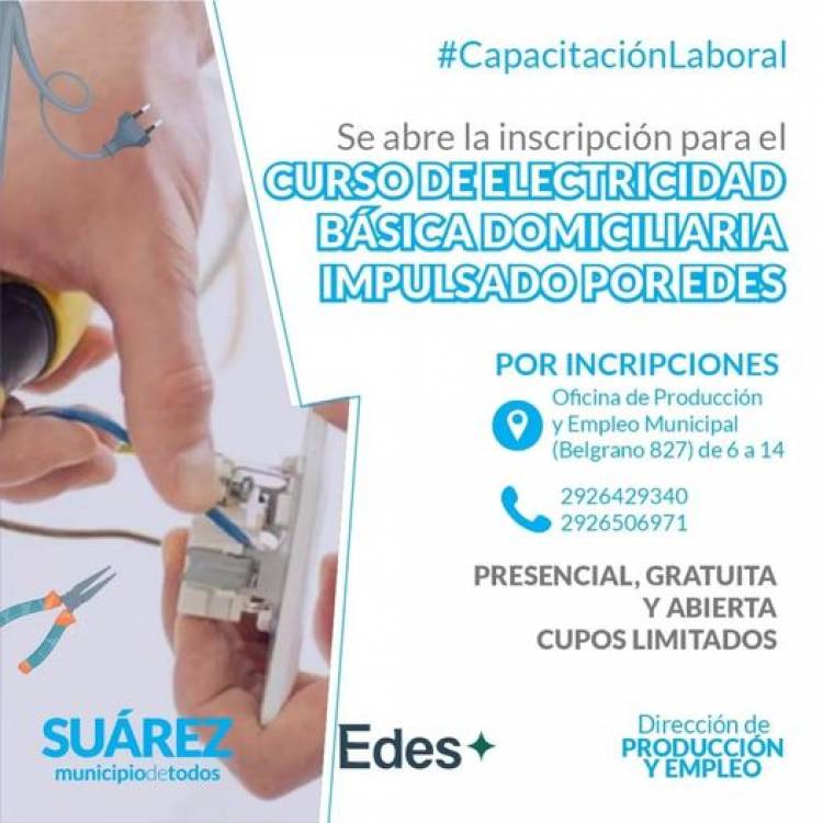 Se abre la inscripción para el curso de electricidad básica domiciliaria impulsado por EDES