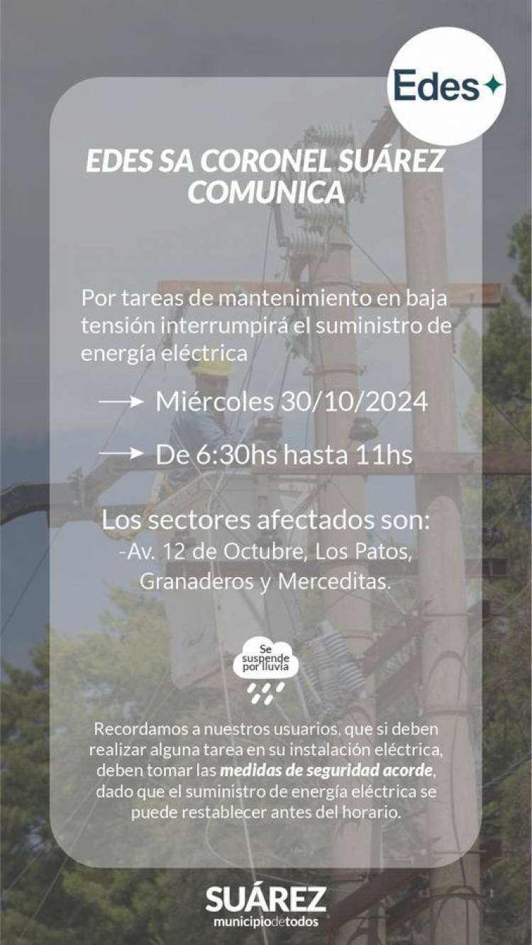 EDES COMUNICA AVISO DE CORTE
