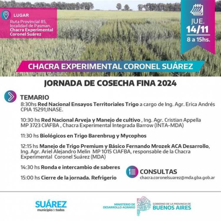 Chacra Experimental Coronel Suárez-Jornada de cosecha fina 2024