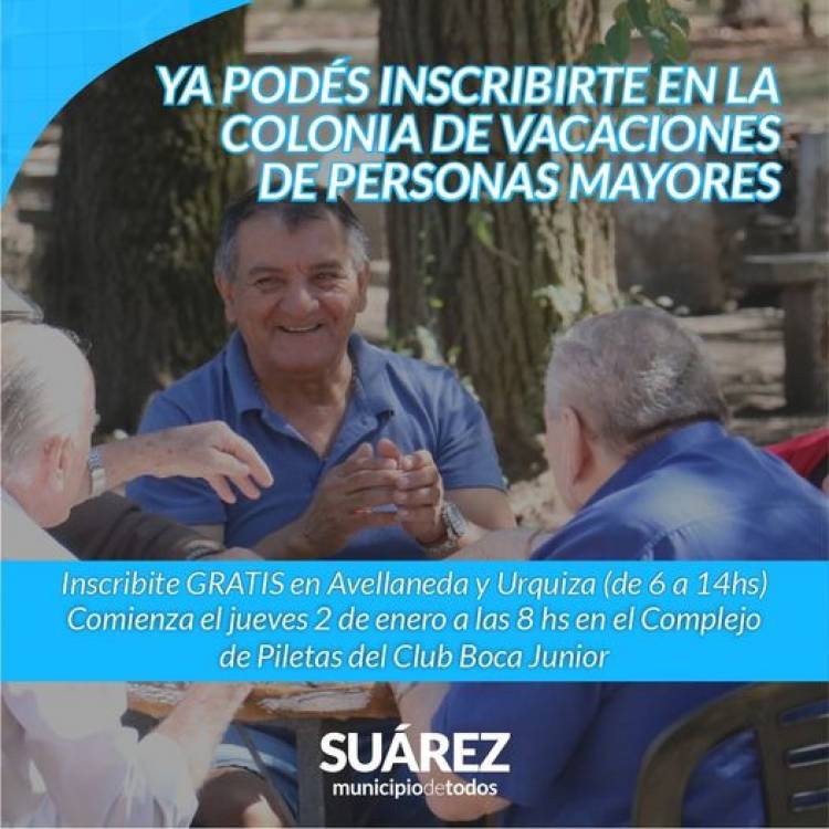 Ya podés inscribirte en la colonia de vacaciones de personas mayores