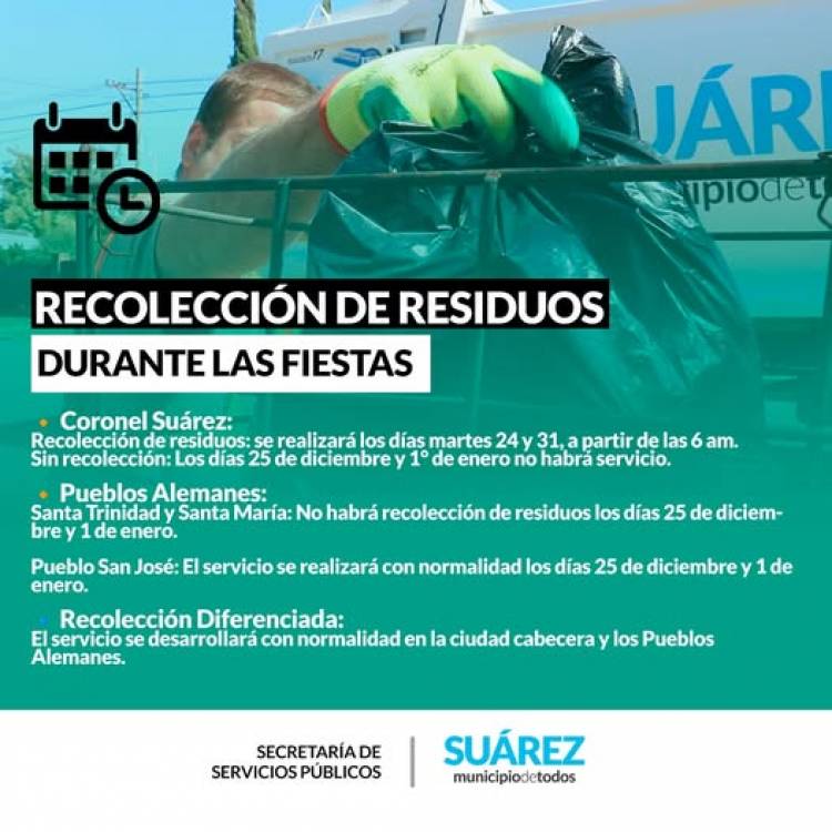 Recolección de residuos durante las fiestas